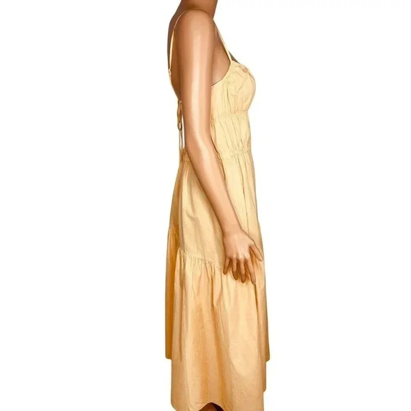 Vince Ruched Tie Back Cami Dress size M NWT Peach Cotton/Hemp blend - Picture 4 of 12